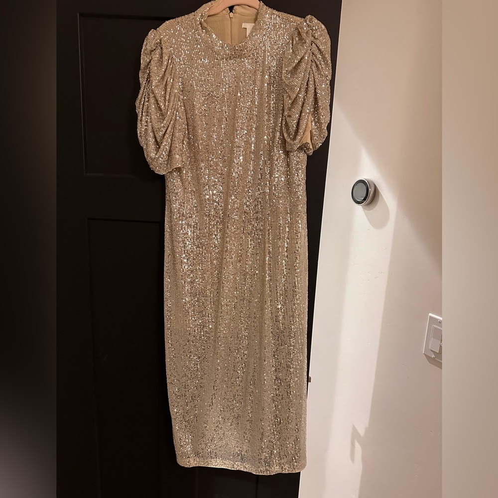 H&M gold sequin dress size Large